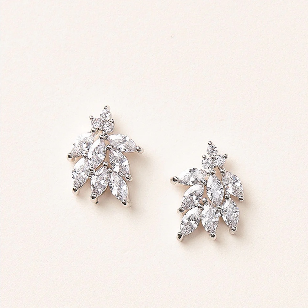 Bridal floral studs perfect for your wedding day, CZ stones that sparkle & shine